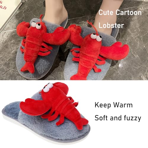 Women Lobster Animal Slippers Fuzzy Memory Foam Slippers Cozy Cute Funny House Shoes for Ladies Anti-slip Fur Plush Winter Bedroom Home Slipper Adult Indoor2