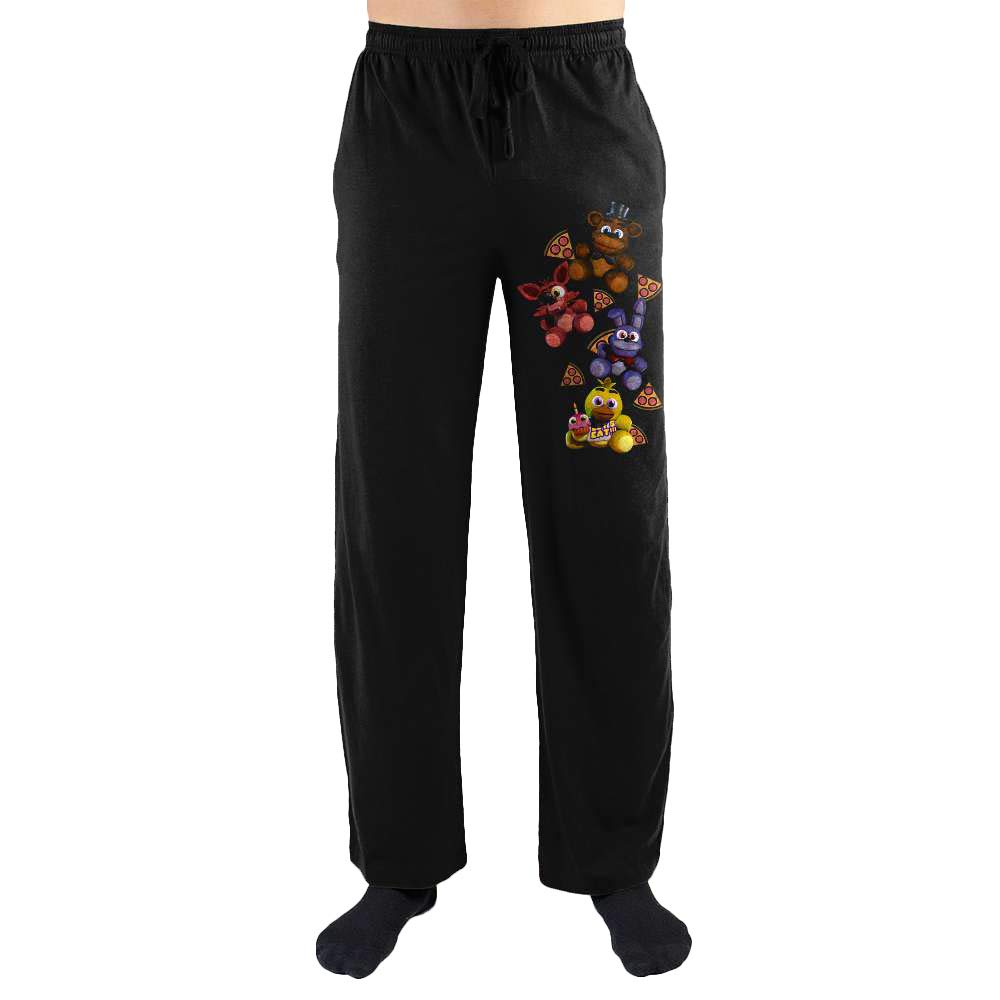 BioworldFive Nights at Freddy's Video Game Men's Mini Characters & Pizza Black Sleep Pajama Pants