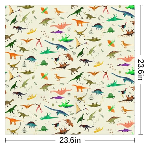 Lovely Cartoon Dinosaurs Square Silk Scarf for Women Fashion Printed Satin Neck Silk Satin Bandana Lightweight Neckerchief Hair Wrap Scarves 23.6" x 23.6"2