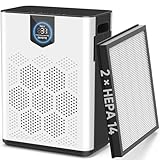 Luftreiniger für Allergiker gegen Tierhaaren, Pollen, Staub & Schimmel, CADR 300 m³/h für...