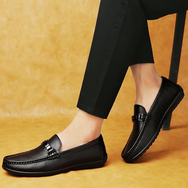 Dress Oxford for Men Vegan Leather Vintage Slip-on Round Toe Prom Anti-Slip Non Slip Rubber Sole Block Heel Shoe3