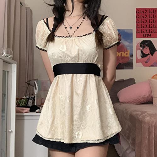 Image of Fairy Grunge Y2k Shirts Vintage Crop Tops Short Sleeve Girls Slim Fit Tees