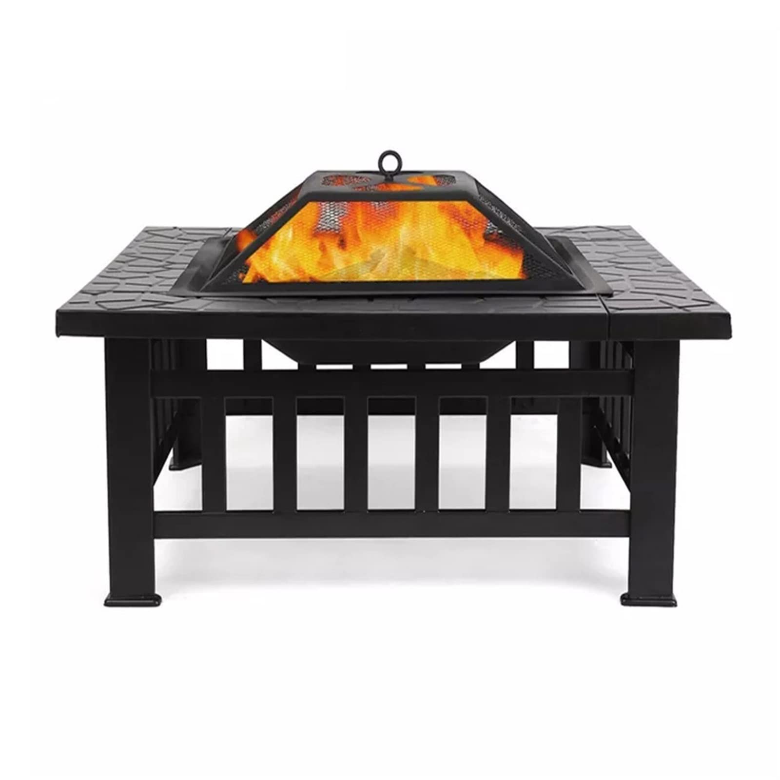 Barbecue a carbone e braciere da tavolo – Barbecue portatile da esterno per campeggio, braciere quadrato per riunioni di famiglia e riscaldamento da giardino