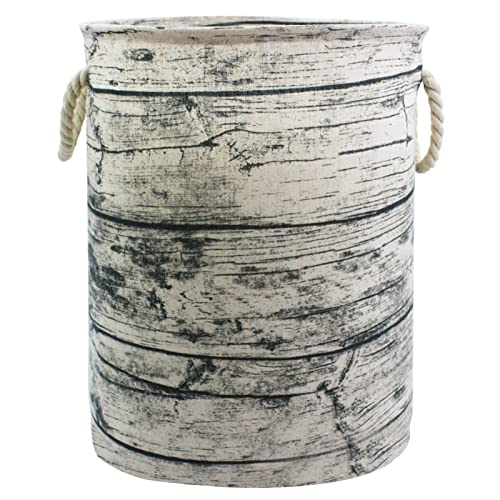 Image of Mziart Unique Tree Stump Large Laundry Basket Bag with Rope Handles, Collapsible Wood Grain Waterproof Laundry Hamper Stylish Storage Basket Bin Organizer for Toys Clothes Kids Bedroom Nursery