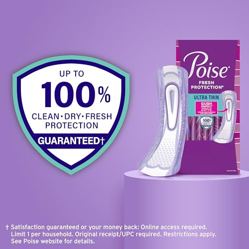 Image of Poise Ultra Thin Incontinence & Postpartum Pads for Bladder Leaks, 7 Drop Ultra Absorbency, Long Length, 66 Count (3 Packs of 22), Packaging May Vary
