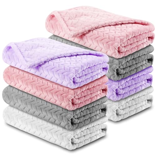 Image of Chumia 8 Pcs Fuzzy Baby Blankets Fluffy Flannel Cozy Throw Baby Blankets 24 x 32 Fleece Nursery Newborn Toddler Infant Blankets for Christmas Party Gift Girl Boy Crib Stroller(Fresh Color)