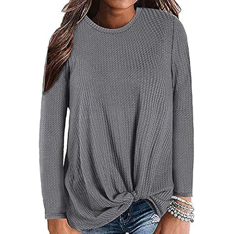Cutekolve Womens Waffle Tops Sleeveless Cute Round Neck Twist Casual Knot Knit Shirts Tank Tops (Grey-3, S) Cover