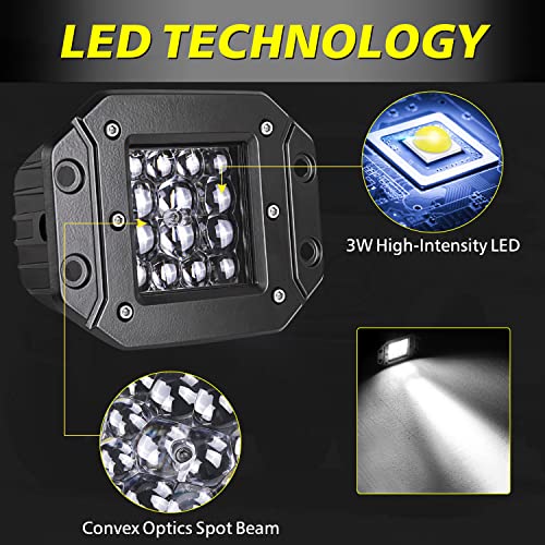 Image of Flush Mount LED Pods, 2pcs 84W Flush Mount LED Bumper Fog Lights Spot Beam Backup Reverse Lights Off Road Driving Light for Trucks Pickup UTV ATV Boat