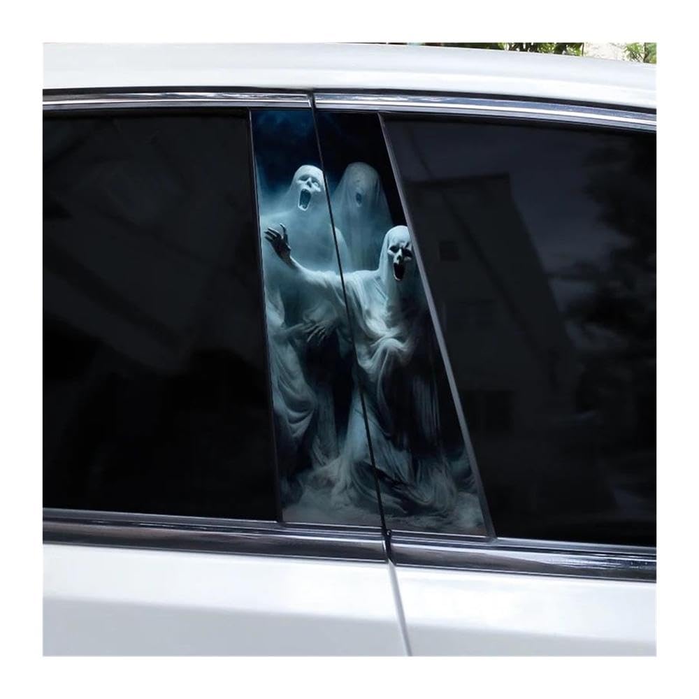 Body Parts 2pcs Car Pillar Stickers Halloween Funny Horror Ghost Stickers DIY Car Door Pillars Stickers(Type A)