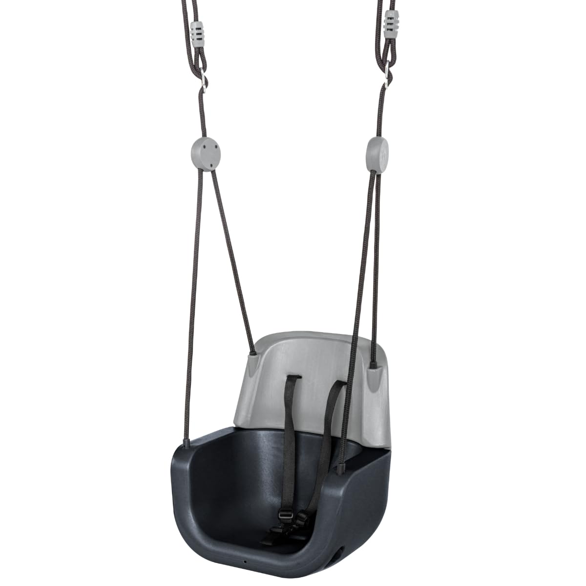 TRIBECCO Balançoire 3 en 1 pour enfant avec ceinture de sécurité – Balançoire de jardin – Siège à bascule pour intérieur et extérieur en polyéthylène haute densité résistant aux intempéries – Enfants