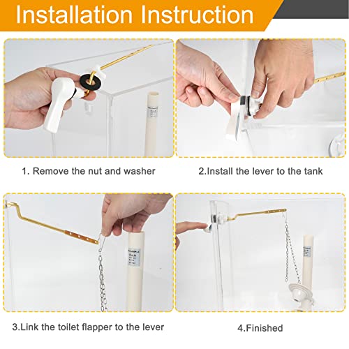 Image of Hibbent Universal Metal Side Mount Toilet Handle Replacement Kit, White