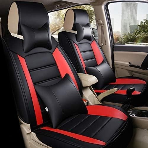Car Seat Cover 7 Seats,for Most 7-Seats Universal Model Car Seat Protection,Luxury Waterproof Leather Full Set Pads with 2 Headrests 2 Lumbar Pillows Red