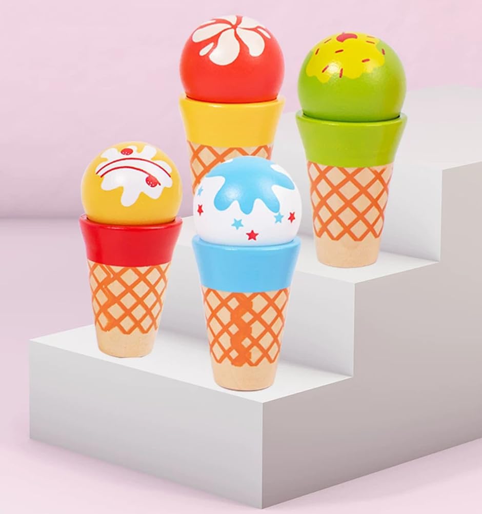 Gioco Montessori di Abbinamento con Coni Gelato di Legno