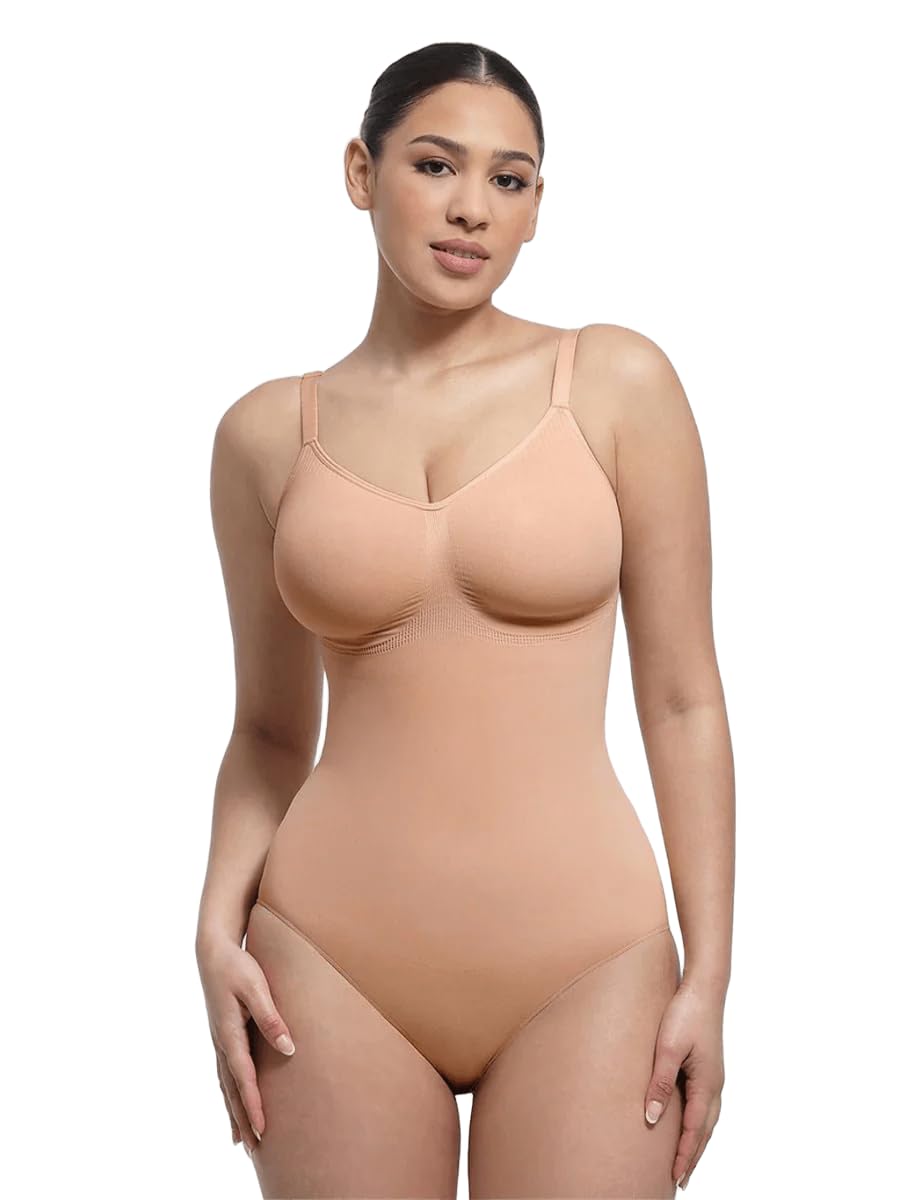 The Edit SHOP Seamless Waist Control Shapewear Bodysuit for Women | Tummy Control, Full Body Slimming, Adjustable Straps | Soft Stretch, Breathable Compression Body Shaper