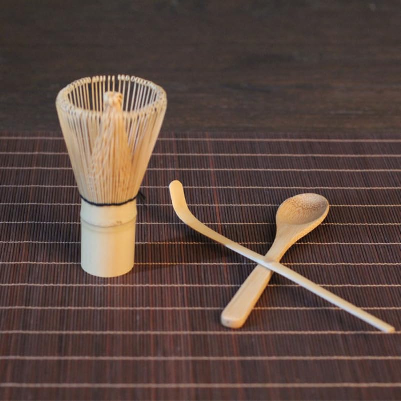 1 Set of Bamboo Matcha Whisk Set, Includes Chasen, Tea Spoon, Chashaku, Traditional Japanese Tea Ceremony Accessories for Daily Use, 4.33 X 2.36 X 2.36 Inches