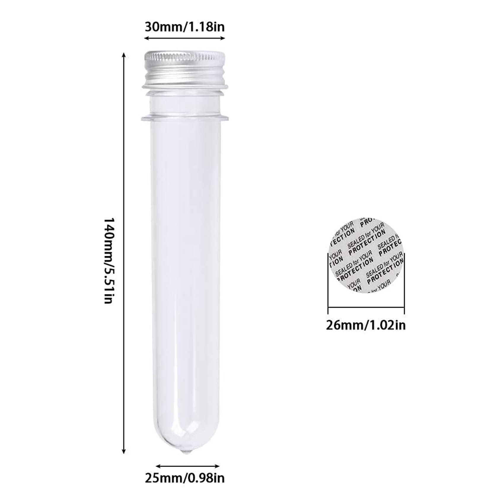90 Provette in Plastica da 40 Ml con Tappi A Vite Provette Trasparenti Riutilizzabili per Contenitori