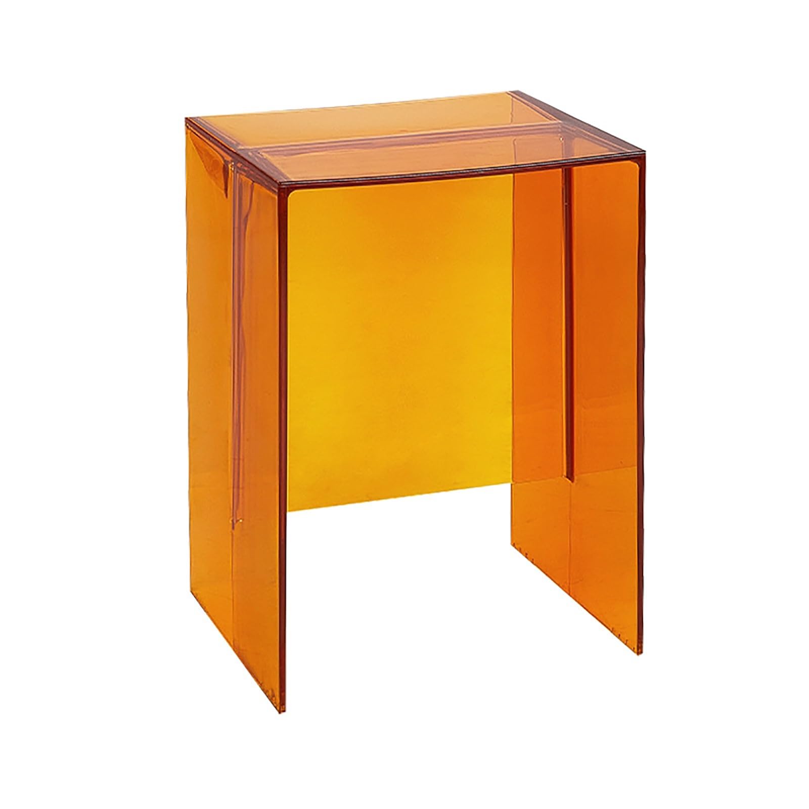 AMZBNEIDI Clear Acrylic Side Table Narrow, Acrylic Nightstand Colorful Bedside Table with Open Storage Shelf(Orange)