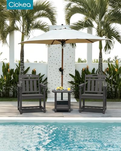 Image of Ciokea HDPE Outdoor Patio Dining Chairs Set of 2, All-Weather Porch Chair with Wide Seat, Durable Outdoor Furniture for Backyard, Garden, Lawn & Poolside, Grey