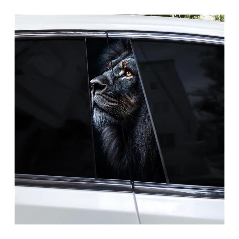 Body Parts 2pcs Lion Full Moon Car B-Pillar Waterproof Decal DIY Cover Scratches(Type A)