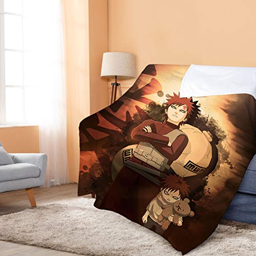 Caritierily Naruto Decke Gaara werfen Decke Anime Druck Flanell Decke Ultraweiche Fleece Decke Überwurfdecke Warm Bequem für Bett Sofas Wohnzimmer und Reisen YP092(Size:130X180CM) Cover