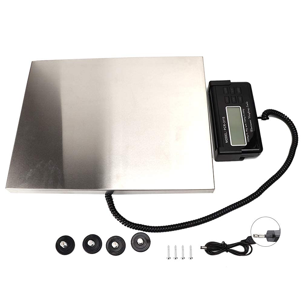 Waga platformowa 150kg / 50g, waga cyfrowa z wyświetlaczem zewnętrznym i 4 regulowanymi nóżkami, ukryty uchwyt do poczty, pakowania, transportu, produkcji lub celów przemysłowych