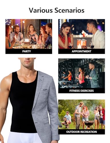 Arjen Kroos Men's Compression Shirt - Slimming Body Shaper Vest, Hide Gynecomastia Moobs Shapewear3