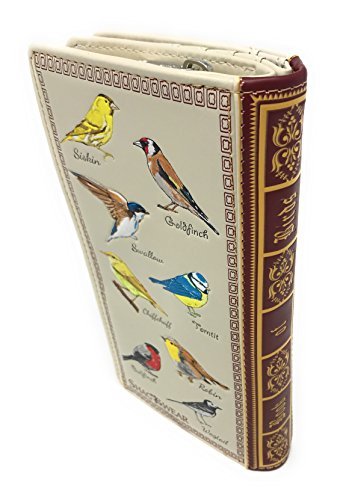Shag Wear Book of Birds Large Bird Wallet for Women and Teen Girls Vegan Faux Leather Beige 7"4