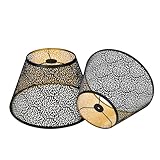 ALUCSET Lamp Shades Set of 2, Metal Lamp Shade 7' Top x 13' Bottom x 7.8' High, Barrel Lampshades for Table Lamps, Black Gold Flower Lampshade (Spider), Chrysanthemum Lamp Cover