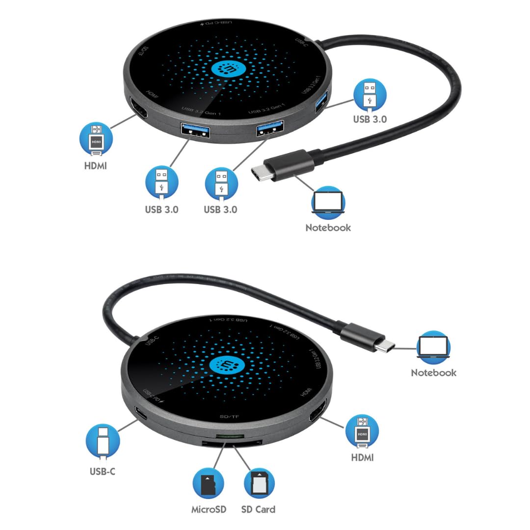 BASE MANHATTAN USB-C 8 EN 1 CON CARGADOR DE INDUCCIÃ“N DE 10 W