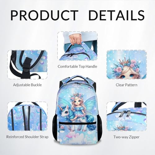 School Backpack for Girls - Unicorn Backpack for Unicorn Lovers - Fairy Kids Bookbag School Supplies for Primary - 17 Inch Durable Toddler School Bag4