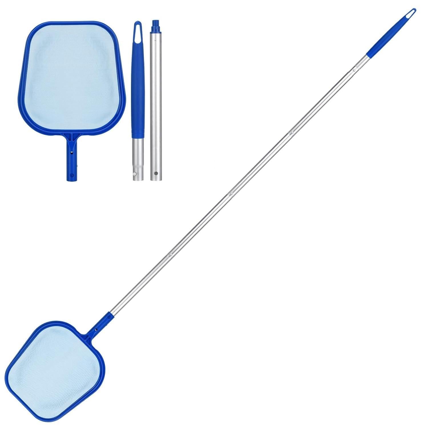 Drofail Swimming Pool Cleaning Net, Skimmer Net Long Handle Deep Fine Nylon Mesh Net Bag - Fast Cleaning, Easy Scoop Edge, Debris Pickup- Blue Color-image-9