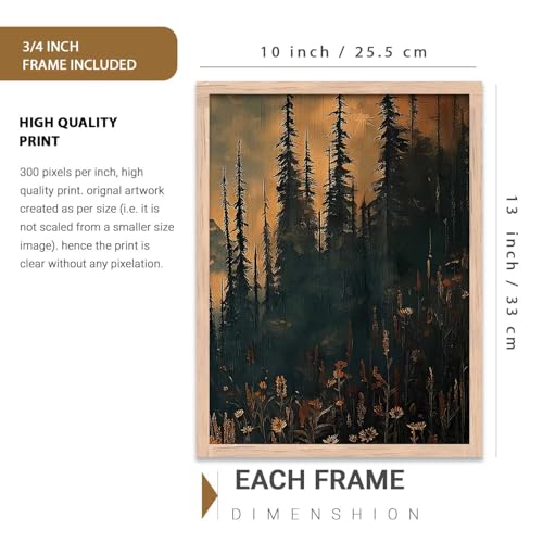 Image of kotart Big Aesthetic Mountains View Wall Art Paintings | Flowers Landscape Framed Painting | Vastu Frames for Living Room Bedroom Wall Decor Set Of 3 (10X13 inch)