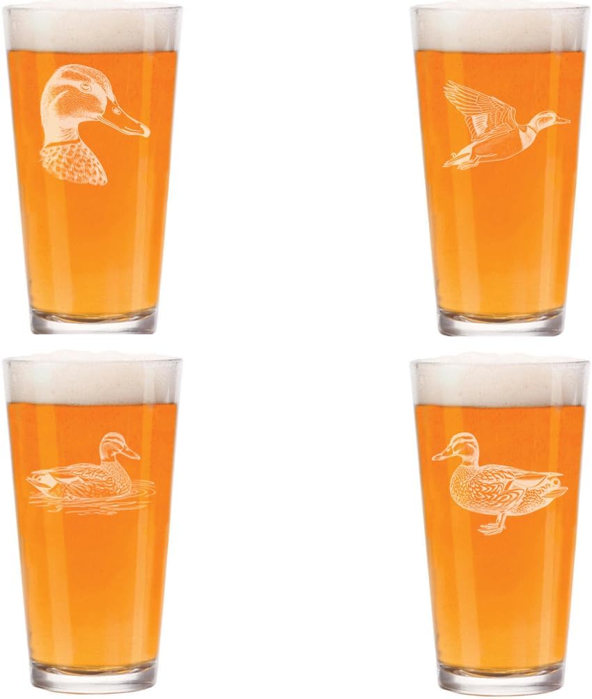 MIP 16 oz Beer Pint Glass Gift Set Of 4 Duck Collection