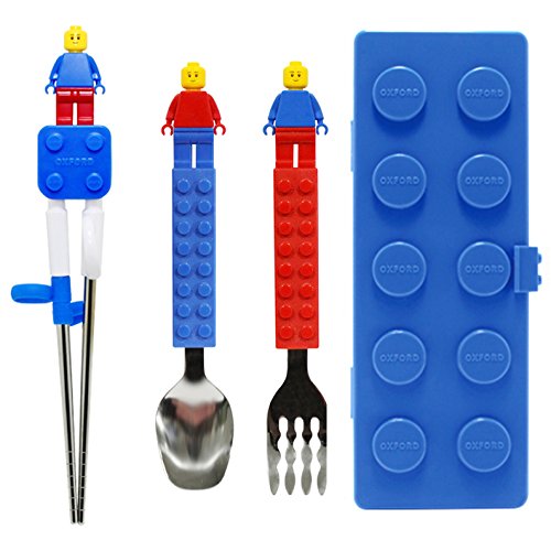 Figure Design Oxford Stainless Training Chopsticks Spoon Fork Case Set for Right-hand Children