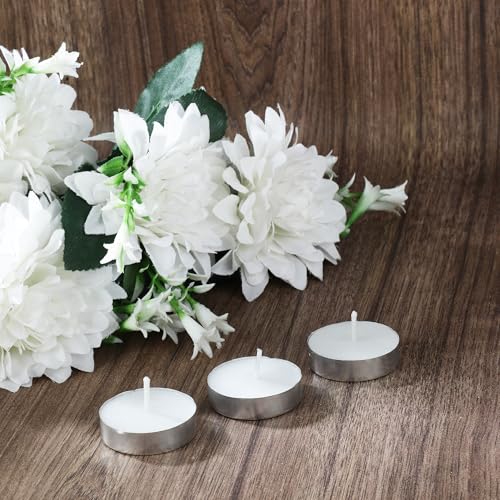 Image of D'Velas White Unscented Wax Tealight Candles - Pack of 50 | 2 Hours Burning Time, Paraffin Wax, Unscented, Smokeless, Dripless, for Home Decor, Offices & Other Occasions (White, Pack of 50)