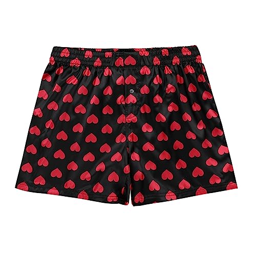 Men's Silky Satin Boxer Shorts Love You Valentine Special Pajamas Sleepwear Underwear4