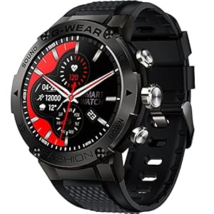 Military Smart Watch for Men Outdoor ip67 Waterproof 1.3″ HD Touch Screen Tactical Fitness Activity Tracker and Smartwatch with Bluetooth Dail Calls Speaker Red