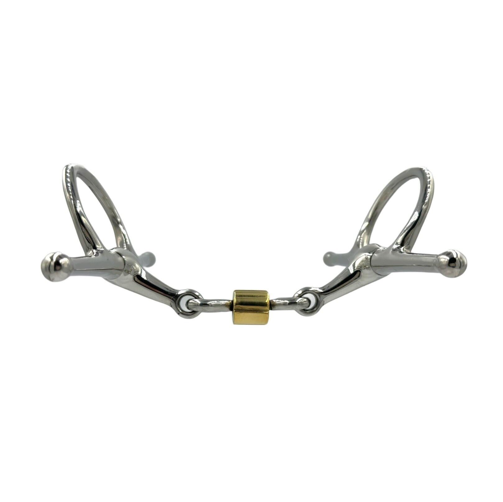 ES0076 Knebeltrense Doppelt Gebrochen Kupfer Roller Edelstahl 14mm, 13.5 cm