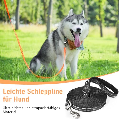 X XBEN Robuste & Leichte Schleppleine 10M für Hunde, Schleppleine mit Bequemen Handschlaufe, Reflektierend Hundeleine mit Metallhaken, Lange Trainingsleine Laufleine für Kleine Mittlere Große Hunde