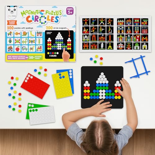Image of PLAY PANDA Magnetic Puzzle Board, 200 Circle Shapes & Patterns for Kids