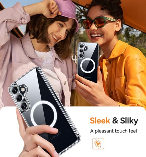 Image of CANSHN Designed for Samsung Galaxy S24 Case (2024) [Full Camera Protection] [Compatible with Magsafe], Crystal Clear