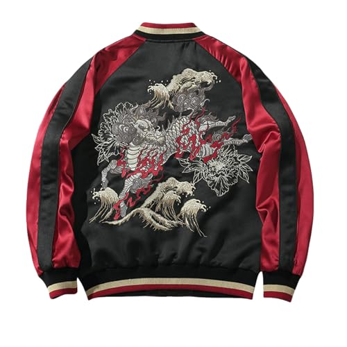 Veste de baseball color block brodé national trendy blouson homme femme automne