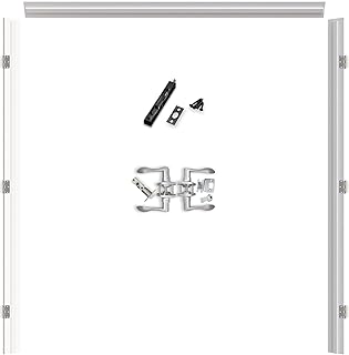 Pine Wood Interior French Door Jamb Frame Kits, Multi-Size Adjustable Jamb (Fits Up to 72'' W), Assemly Required, Complete with Door Seal Strips & 6 Silver Hinges & Pre-Drilled Top Latch & Levers