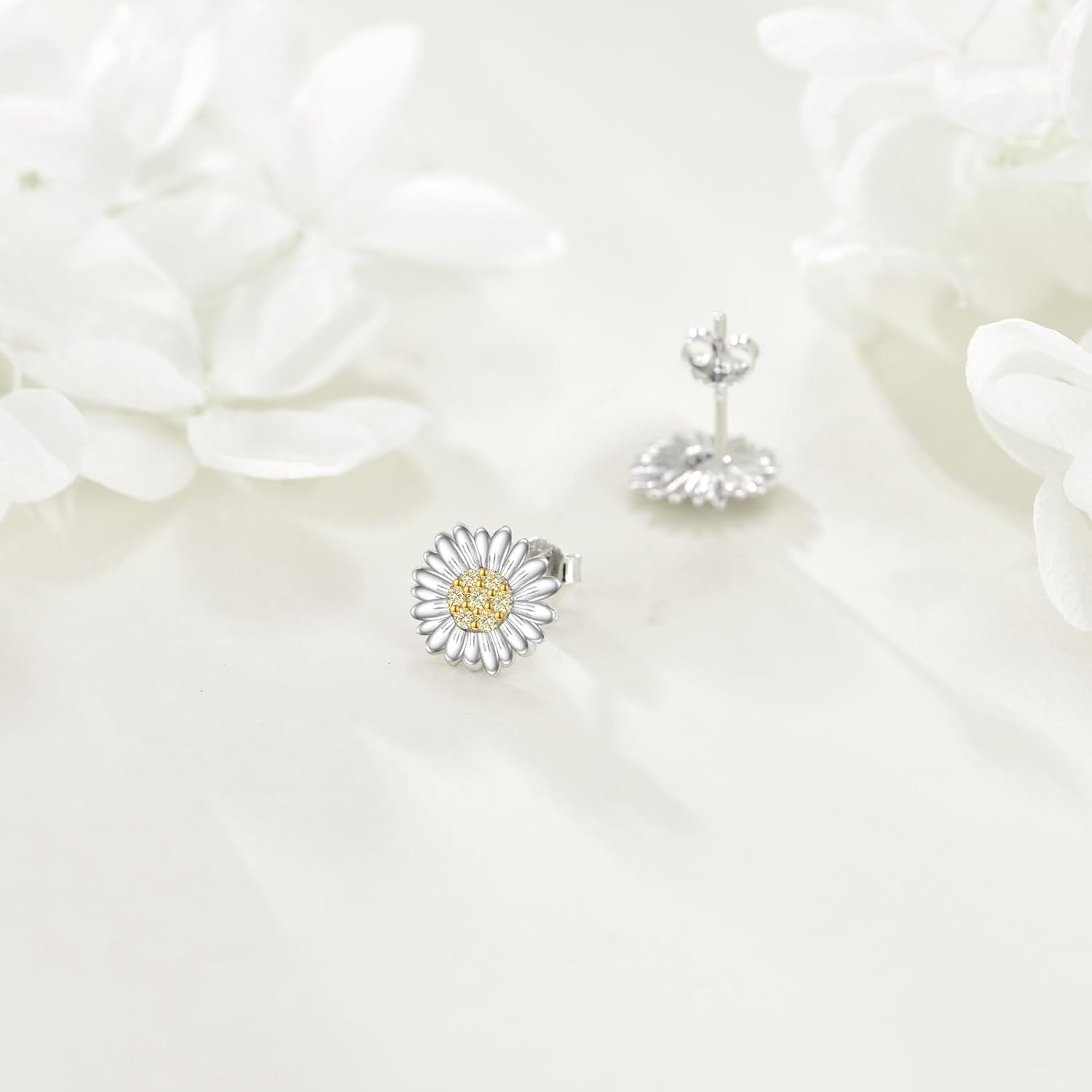 Daisy Stud Earrings for Women 925 Sterling Silver Flower Jewelry Birthday Gifts for Wife Friends