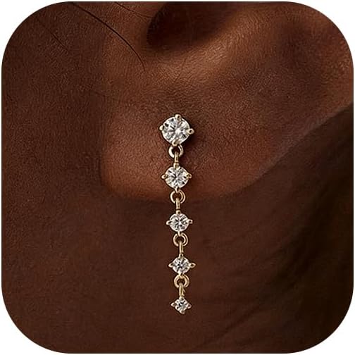 Dangle Earrings for Women Trendy 14K Gold Plated Cubic Zirconia Drop Earring Hypoallergenic Gold Earrings for Women Wedding Jewelry Valentines Day Gifts for Her