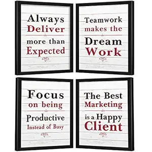 Chaka Chaundh Acrylic Office Quotes Frames - Motivational Quotes Wall Frames For Office - Office Quotes Wall Poster (Office - Set Of 4 - White)