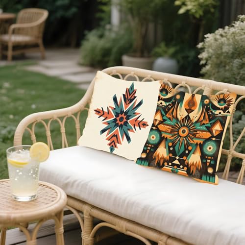Housse coussin 50x50cm rétro bohême (set de 4) en tissu super doux