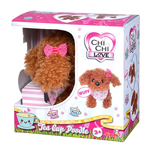 Simba 105890015 - Chichi Love Tea Cup Poodle Puppy, Plüschhund läuft, bellt, wackelt mit dem Schwanz, 16cm, ab 3 Jahren