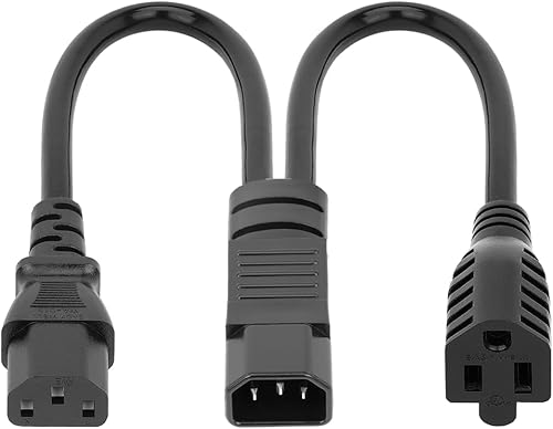 Miniatura 1 de Cable de alimentación divisor IEC 320 C14 a C13+5-15R Y de 1 pie, IEC de 3 clavijas macho a hembra y cable de alimentación 5-15R Y. SJT 16AWG L32CM