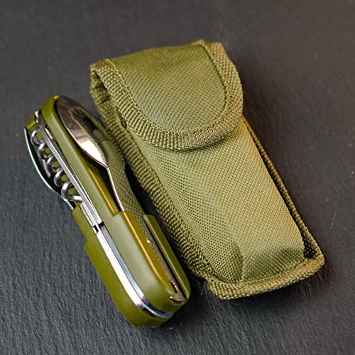 TS Navaja multiusos para camping con Set de cubiertos verde militar para escapadas y picnic outdoor Cover